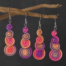 Handmade Colorful Retro Woven Rainbow Earrings, Fashionable Earrings For Women, Elegant Accessories For Home, Casual, Street, Party, Classic Souvenir, Ideal Gift For Valentine's Day, Birthday, Anniversary