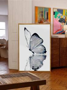 1 件动物蝴蝶墙艺术海报，帆布印刷海报，灰色油画帆布墙饰，大型蝴蝶墙艺术，极简主义壁画，客厅卧室浴室家居装饰，精美礼物，无框 - 淺灰色 - 查看 10