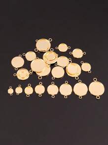 10pcs Stainless Steel Two Hole Resin Blank Base Tray Cabochon Cameo Base Setting Bezels Pendant For DIY Jewelry Necklace Bracelet Making Accessories - Blank Base - View 7