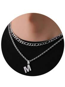 2pcs/Set Women's Minimalist Vintage A-Z Letter Pendant Necklace, Stainless Steel Material Waterproof Non-Fading, Suitable For Daily Wear And Holiday Parties - Multicolor - View 26