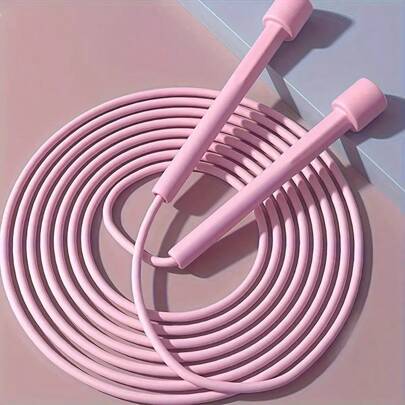 1 pieza Comba ajustable rosa para fitness y pérdida de peso- Durable, de unicolor, perfecta para ejercicio y modelado corporal, accesorios de gimnasio (textura de asa enviada al azar), deporte, gimnasio, ejercicio en casa, comba, cuerda de saltar