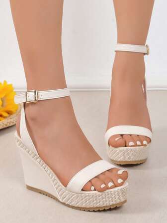 2024 跨境舒适坡跟厚底女式凉鞋