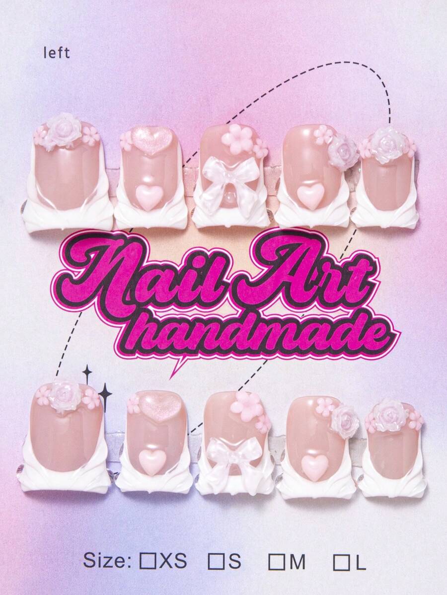 10pcs/Set Handmade Y2K Style Duck Bill Nail Tips, Available In Nude, Neon Green Tie Dye, Purple Dip, Orange Dip With French Edge, 3D Water Droplet, Pink Stars, Lollipop, Dollar Charms, Eyeball, Multicolor Bubbles, Multicolor Stars, Cherry Decorations. Suitable For Women And Girls To Wear For Parties, Dances, Daily Life. Includes Nail Tools. Can Be Given As Gifts.