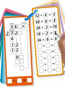 Children's Math Game Cards, Math Addition Subtraction Multiplication Division Flash Cards, Multiplication And Division Learning Toys, Suitable For Kids (Random Styles) (Pen And Ring Colors Random), Educational Math Writing Toys For Children