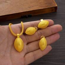 Dubai Eritrean Women Golden Color Pendant, Ring, Earring 3pcs Jewelry Set, Ethiopic Wedding Bridal Jewelry Gift For Holidays - A - View 5