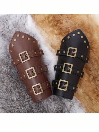 1 pieza Brazalete de poliuretano con hebilla, brazalete medieval, brazalete ancho para muñeca, armadura de brazo para disfraz de renacimiento, festival y fiesta