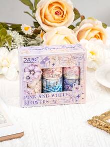 6pcs/ Set Flowers And Plants Series Washi Tape, Decorative Adhesive Tapes For Scrapbooking, Journals, Phone Cases, Planners, Frames, Envelopes, DIY Crafts - Reusable And Easy To Use Handbook Material Tape Great Gift For Family And Friends!