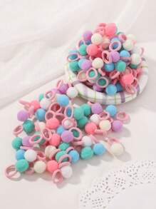 30/60pcs Candy-Colored Fluffy Ball Hair Ties, Adorable Mini Hair Accessories For Kids