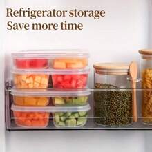 4pcs 2 Cell Food Storage Container With Soft Seal Lid - Reusable, Leak-Proof Refrigerator Organizer For Meat, Vegetables And Fruit - Perfect For Kitchen And Outdoor Picnics