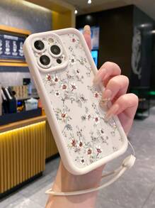 Flower Phone Case Flower Phone Case 1pc Classic Ditsy Floral Pattern Phone Case With Heart Lanyard, Perforated Design To Protect Camera, Shock-Absorbing, Compatible With IPhone 11 Pro Max, 12 Pro Max, 13 Pro Max, 14 Pro Max, 15 Pro Max, IPhone 16 Plus, IPhone 16 Pro Max, Galaxy A55, Galaxy A15, Galaxy S24 Ultra, Redmi, OPPO, Realme, VIVO, Infinix, Honor, MOTO, One Plus Waterproof Anti-Fall Scratch Resistant - White - View 5