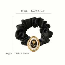 2 件装 真丝发圈 带复古花朵装饰 女士 大号发圈 绸缎 真丝 厚弹力发圈 发圈 - 彩色 - 查看 3