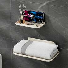 Étagère murale pliable - Installation facile, sans perçage nécessaire, grande capacité pour les serviettes, vêtements et rangement de bureau - Organisateur de salle de bain parfait