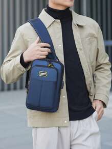 Men's Fashionable Minimalist Leisure Sports Multi-Pocket Letter Chest Bag Versatile Shoulder Messenger Bag Purse Belt Fanny Pack Side Bags For Men - Multicolor - View 4