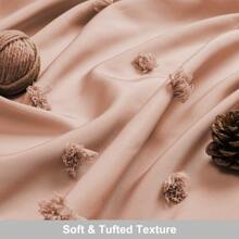 1pc Pink Plush Embroidered Ball Tassel Shower Curtain, Simple 3D Cut-Out Waterproof Polyester Bathroom Curtain, Comes With Hooks Home Bathroom Decor Fall Decor Bathroom Accessories Back To School - Pink - View 5