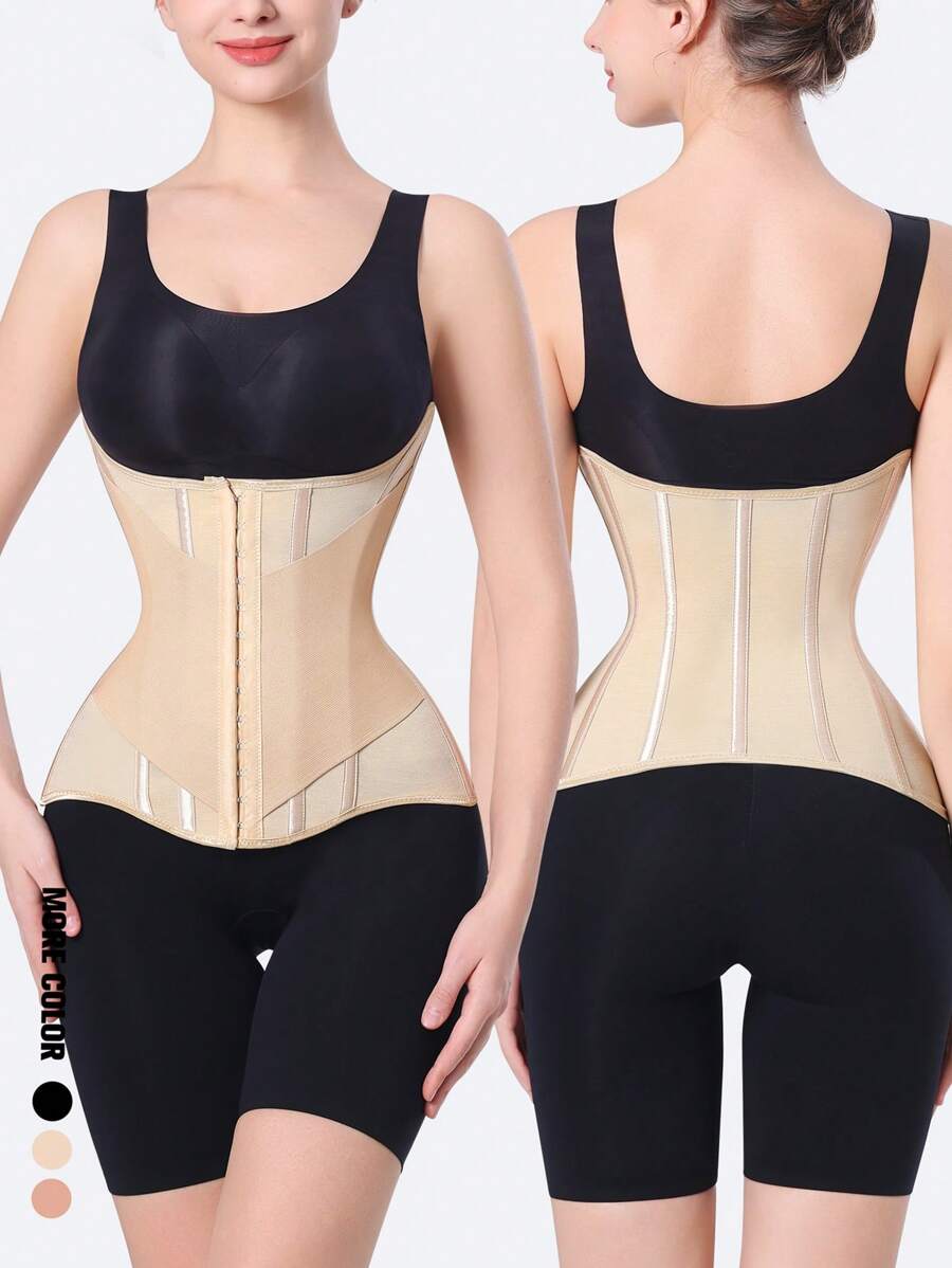 Waist Trainer Tummy Control Body Shaper With Back Support, Strong Compression Slim Waist Trainer - Apricot - View 1