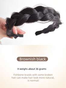 SHDanrtsey 1件装儿童编织假发发箍，一体式宽边编织发箍，扭辫假发一体式儿童编织发箍，鱼骨辫发夹，女孩高冠压力发箍