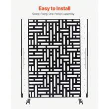 Privacy Screens, 36"W X 76"H, 47"W X 76"H, 47"W X 72"H, 36"W X 72"H Outdoor Privacy Screens, 1-5 Panels, Freestanding Privacy Panels With Brackets, Wood Or Steel, Or Decorative Patio Privacy Screens, Balcony Terrace Lawn Garden Outdoor Dividers, Wood, Black, White Or Brown - Steel, 47"W x 72"H, Black, 3 pieces - 查看 5