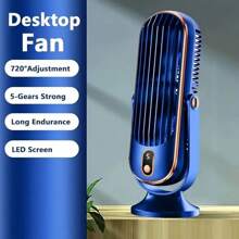New Handheld USB Desktop Fan - Dual Blades, 5 Adjustable Speeds, 360° Rotation, Suitable For Home, Office, Travel And Camping - Multicolor - View 7