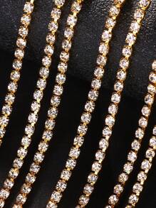 1 件异国风情长流苏发链头饰，时尚头带带水钻，适合女士、派对和搭配配饰 - 金色 - 查看 4