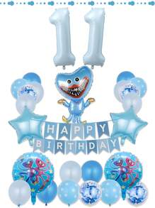 38 件 29 英寸蓝色充气 Poppy Playme 卡通生日铝箔气球 一岁生日装饰，卡通蓝色生日派对装饰，生日气球，适用于室内和室外派对装饰套装 - 彩色 - 查看 6