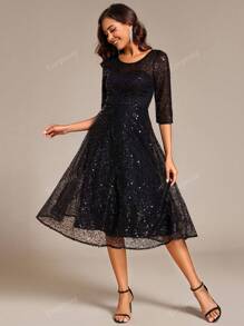 EVER-PRETTY Elegantes Pailletten-Kleid für den Frühling, geeignet für Hochzeitspartys, Abschlussbälle, Dinnerpartys, Feiern, Mutterkleider der Braut, Abendkleider, Galaabende, Festkleider