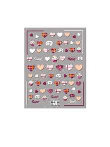 1 pièce Stickers d'art pour ongles en forme de cœur et nœud papillon 5D rose flottant et étoilé