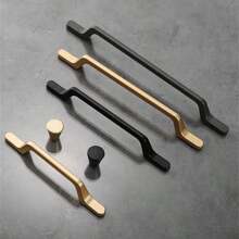 1 Piece Of Modern Minimalist Aluminum Alloy, Gold/Black Handle Drawer, Wardrobe, Nightstand, Locker, Door Handle, Furniture Hardware