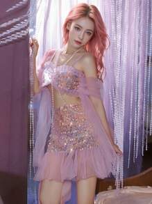 1pc New Mermaid Fantasy Pearl Decoration Cosplay Mermaid Costume, Anime Game Character Outfit Halloween