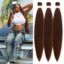 1/3/6 Packungen Schwarzes Flechthaare Vorgespanntes Knotenlose Kanekalon Box Zöpfe Haare zum Flechten, Vorgespannt Lang Gerade Synthetische Flecht-Haarverlängerungen für Knotenlose Zöpfe