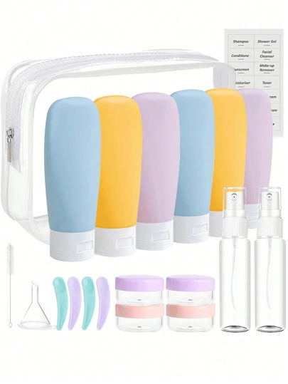 20pcs Travel Toiletry Bottles Set, TSA Approved Leak-Proof Refillable Containers, Portable Travel Accessories For Shampoo, Conditioner, Body Wash, Lotion, Etc. (Multi-Color)