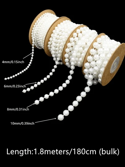 196.85 英寸 4/6/8/10 毫米仿白珍珠串珠花环仿珍珠亚克力珠塑料花环绳美丽优雅的白色亚克力珠串特别适用于婚礼派对生日珠宝配饰婚礼生日派对装饰