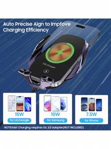 YITUMU YITUMU Wireless Car Charger Holder, 15W Fast Car Phone Holder Wireless Charging Automatic Clamping, Compatible With Iphone 14 13 12 11 Pro Max Xs, Galaxy S21 S20, S10+ S9+ Note 9, Etc… Car Accessories
