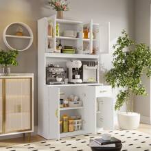 VOWNER Mueble de cocina VOWNER 100 x 40 x 181 cm, aparador de cocina, vitrina, armario alto, mueble aparador con estantes regulables