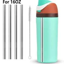 Pajitas de metal de repuesto para botellas de agua de 16 oz/24 oz 32 oz/40 oz, con 1 limpiador de pajitas, pajitas reutilizables de acero inoxidable compatibles con botellas de agua - 2/4/6 piezas - Pajitas de acero inoxidable Owala - Ver 15