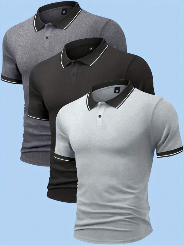 Paquete de 3 polos para hombre - Ropa deportiva casual para actividades al aire libre, golf y uso diario, con ajuste cómodo