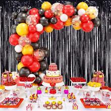 3pcs Metallic Foil Tinsel Fringe Curtains, Party Background Decoration, Birthday Party Wedding Decor Supplies