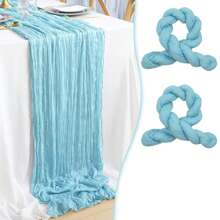 2 peças de toalha de mesa transparente estampada com queijo boho, 35 polegadas (88,9 cm) e 118 polegadas (300 cm) de tecido longo para queijo para chá de bebê, casamento, noiva, aniversário, decoração de festa