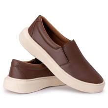 Iate Men's Loafer Brown Casual Synthetic Leather Sneakers Lightweight And Soft For Everyday Off - Rust Brown - View 1