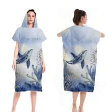 Toalha de Praia Multifuncional de Secagem Rápida e Livre de Areia, Poncho de Surf com Capuz Compacto para Adultos Homens e Mulheres, Roupa de Mergulho com Mangas Ajustáveis para Surf, Natação, Banho, Casamento, Decoração de Casa e Banheiro, Volta às Aulas