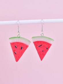 1 Pair Resin Watermelon Fruit Shape Earrings, Women Party Decor Jewelry