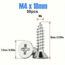 Tornillos autorroscantes de cabeza plana de acero inoxidable A2 M4 (4 mm), con cabezal Torx, para bisagras de gabinete, clavos, de alta resistencia y reforzados, adecuados para el hogar, trabajo en madera y proyectos de bricolaje