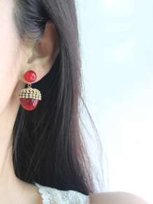 1 件复古风格樱桃吊坠流苏耳环，长款红樱桃甜美节日礼物，适合女性 - 車厘子紅色 - 查看 17
