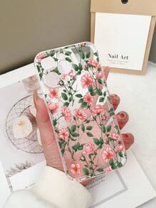 1 pieza Funda transparente de TPU a prueba de golpes con estampado floral colorido compatible con iPhone 15/15pro/15plus/15promax/16/16pro/16plus/16promax, Galaxy S23 Ultra/A14/A24, Redmi Note12pro, Pixel 8/8 Pro