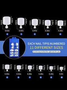 100 件/盒脚趾甲片短假趾甲片白色方形假趾甲片脚趾甲片按压式脚趾甲假趾甲片法式人造趾甲片丙烯酸指甲 - 白色 - 查看 2