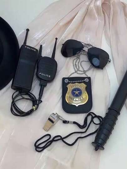 Legeringsdetektivmärke, rollspelsleksak, uniform (inklusive detektivmärke, handbojor, kostymtillbehör)