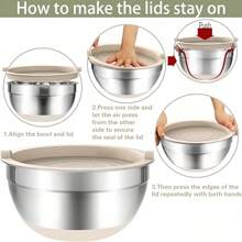 Mixing Bowls With Airtight Lids Set, SteelBowls With Grater Attachments,  Bottoms & Kitchen Gadgets Set,Great For Mixing & Serving