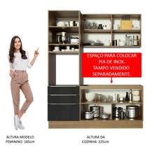 Madesa Gabinete Cocina Integral Compacta 180cm Lux Color Marrón/Negro 01 - Marrón y negro - Ver 5