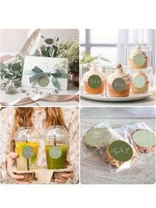 500pcs Green Round "Thank You" Stickers For Wedding Favors, Party Decoration, Self-Adhesive Labels, Gift Packaging - Green - View 5