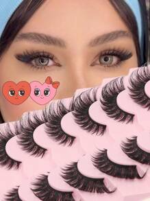Limete Eyelash 10 Pairs Natural Full Strip Lashes, Thick & Fluffy Dramatic Eyelashes, Charming Eye Makeup Suitable For Daily, Party, Travel