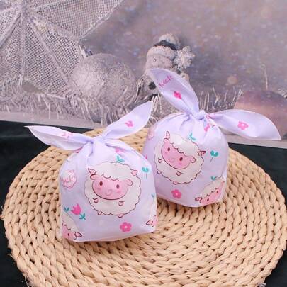 50pcs/Pack 13.5*22cm Cartoon Snack Bags, Sheep & Rabbit Ear Pattern Candy Bags, Mini Gift Bags For Holidays, Festivals, Birthdays, School Opening Season Back To School